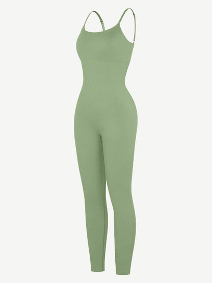 Wholesale High Stretchy Seamless Sling Tummy Control Jumpsuit Removable cup pads