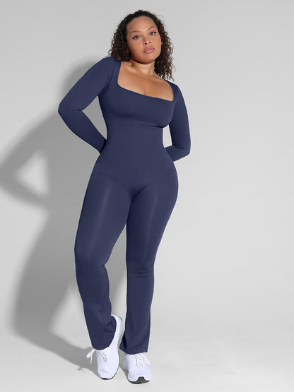 Wholesale Seamless Inverted T-shoulder one-piece Flared Pants